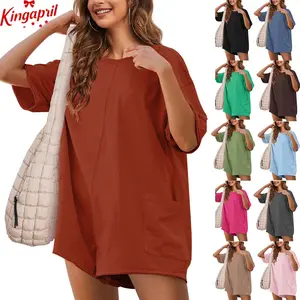 KingApril Women’s Oversized Rompers/Jumpsuits with V-Neck Back, Casual Athletic Workout T‑Shirt One‑Piece Activewear, Summer Vibes