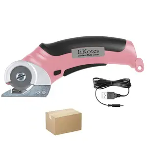 IiKotes Cordless Electric Scissors, cardboard cutter, Heavy Duty Cordless Shears with USB Rechargeable Battery 4V with Safety Lock, Trigger Operation and Non-Slip Grip Cuts Denim, Wool, Leather, Carpet Cardboard, Pink, 2000 mAh