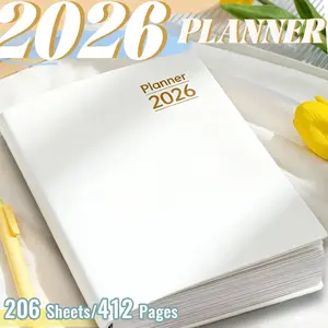 2026-2027 Daily & Monthly Calendar Planner, 12-Month Label Design, 412 Pages 80gsm Paper, A5 Size, English/spanish Inner Pages, Planner Notebook