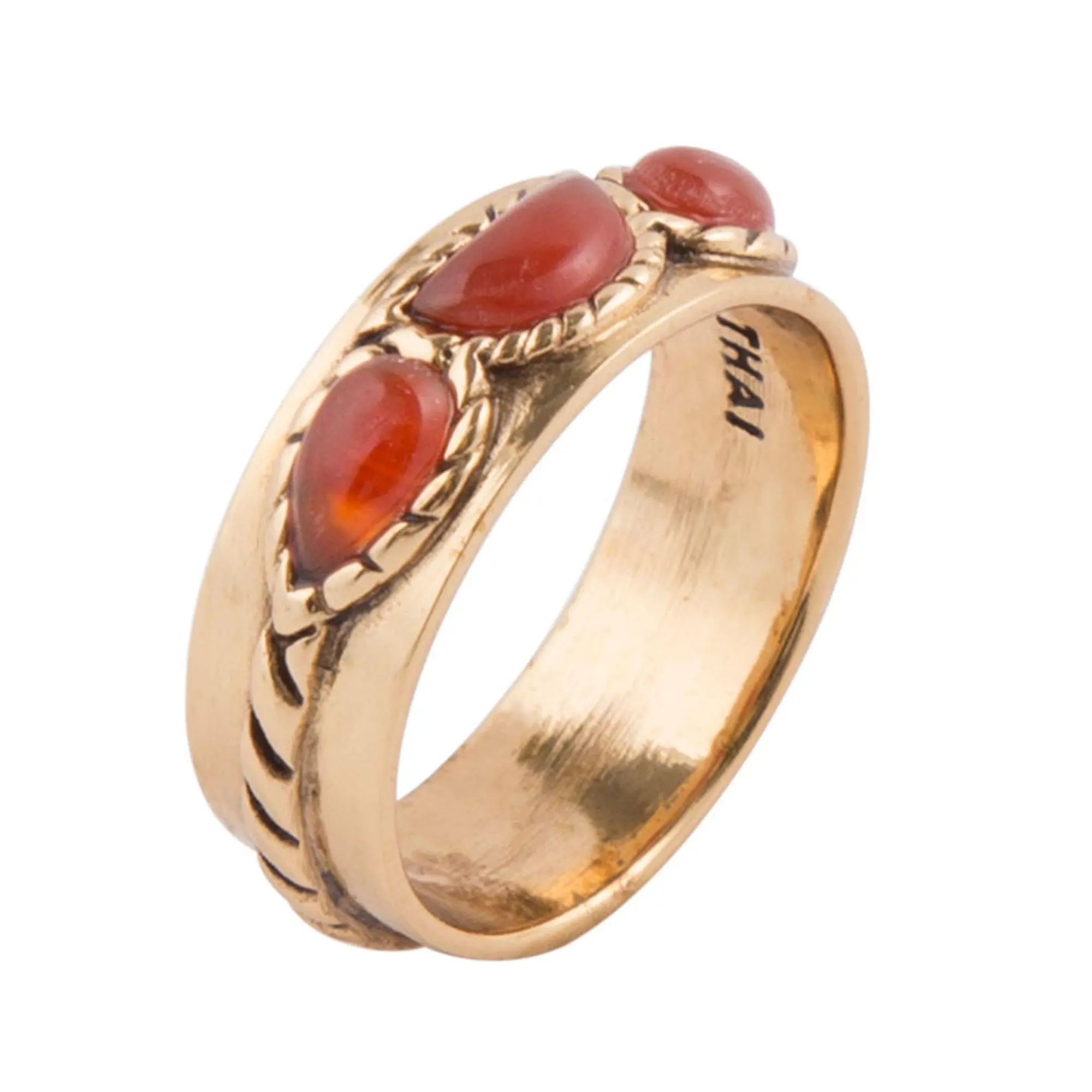 Barse Artisan Crafted Genuine Carnelian Band Ring