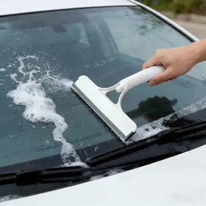3-in-1 Spray Squeegee Window Cleaning Tool - Lightweight Multifunctional Home Care Squeegee with Silicone Blade, Microfiber, for Glass, Mirrors - White & Yellow 2-in-1 Floor Cleaner Accessory
