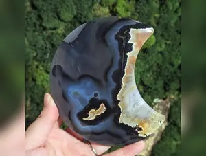 Volcano Agate Moon Carvings | Grounding, Transformation and Protection