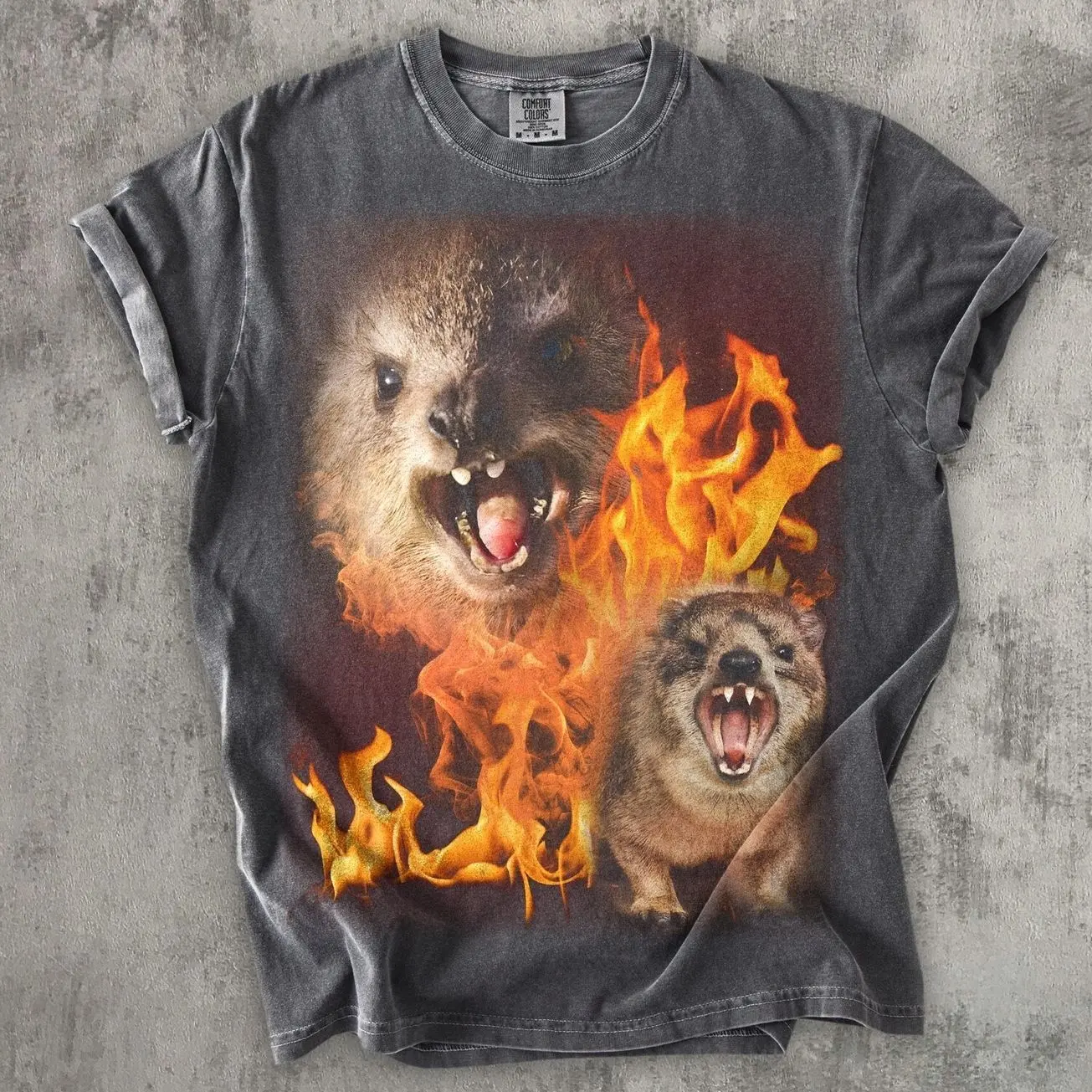 Funny Rock Hyrax Fire T Shirt, Meme Graphic Tee, Cringe Ugly Humor Gift W