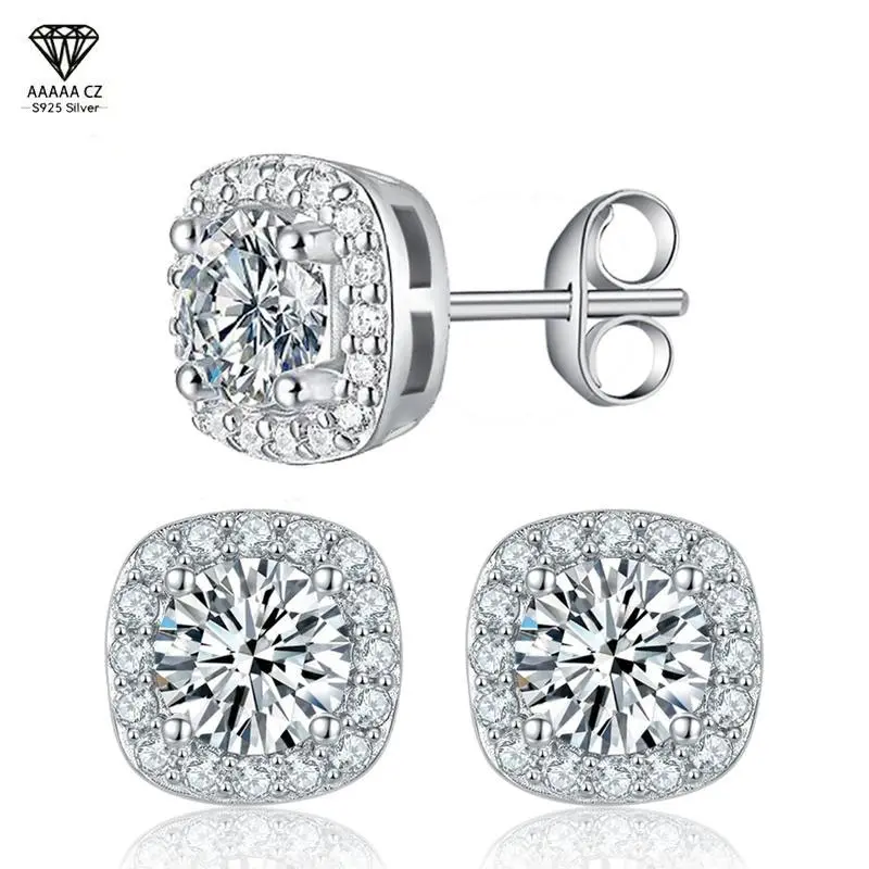Unisex earring set featuring 8K gold plating and VVS-grade round and square-cut gemstones. These exquisite, elegant, and stylish earrings are designed for pierced ears. TikTokShopBlackFriday, Earring Stack, Gold Stud Earrings