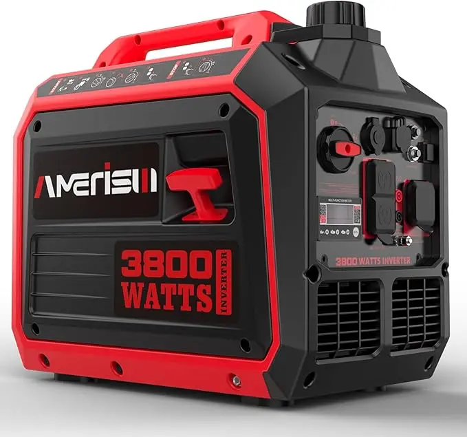 Amerisun 3800-Watt Gas Powered Portable Inverter Generator, Super Quiet and Lightweight for Home Use, Outdoor Camping, RV Ready 30A Outlet, Digital Display, EPA Compliant(AL5035C)