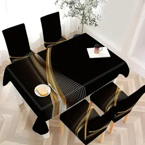 2/4/6/7 pieces of thickened chair cover and tablecloth sets, Dining chair slipcover (1 tablecloth + 4 chair covers or 1 tablecloth + 6 chair covers), easy to care for, reusable, Universal chair cover, home decoration