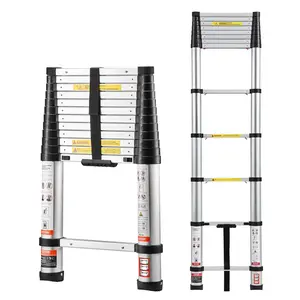 【Summervibes】VEVOR 12.5ft Telescoping Ladder, Aluminum Lightweight Multi-Purpose Collapsible Extension, One-Touch Retraction Ladder, Heavy Duty 330LBS Max Capacity with Non-Slip Feet, for Home, Outdoor Work, Loft