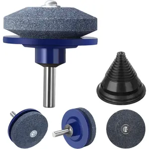 4 pcs lawn mower blade sharpener universal multisharp rotary lawnmower sharpen for power drill hand drill and lawn mower blade balancer