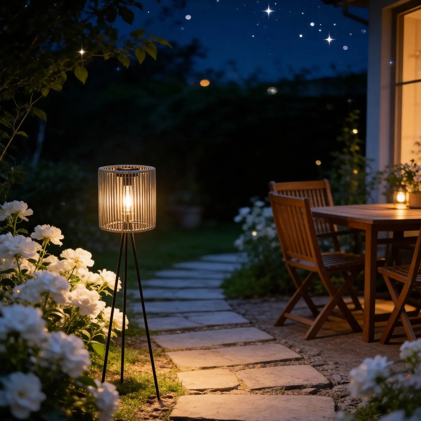 Solar Outdoor Floor Lamp with Edison Bulb, Modern Standing Outdoor Lighting, Garden Backyard Path Patio Porch Decor, Durable Energy Efficient, Pathway Lighting, Solar Illuminated