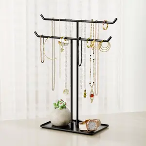 Necklace Stand Aesthetic Necklace Holder: Black Metal Necklace Organizer for Home Decor