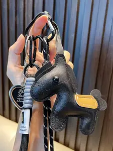 Pu Leather Pony Shaped Bag Pendant/Keychain, Double Woven Rope And Heart Tag, Can Be Hung On Backpacks Or Keychains, Couple Gifts, Back To School Season Gifts, Bag Decorations, Bag Charms, Keychains|Key Chains Women Cute|Cute Keychain, Keychain For Bags