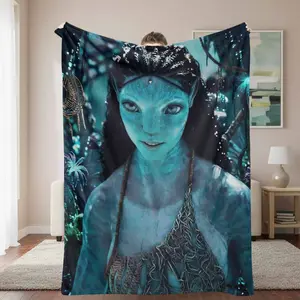 Fantasy Alien Jungle Flannel Blanket - Alien UFO & Avatar Themed, Exotic Nature Print, Soft, Warm, Lightweight, Cozy, Ideal for Bedroom Decor & Holiday Gifting, Alien Ufo Blankets, Avatar Themed Blankets