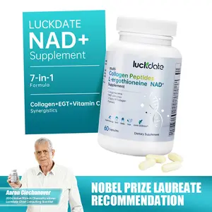 LUCKDATE NAD+ Supplement 7-in-1 Formula with Collagen L-ergothioneine & Vitamin C for Skin Aging Support, Energy, and Focus, Boost NAD+ - 60 Capsules