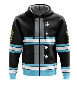 Black Company 8 Fire Force Streetwear Zip Hoodie Jacket, Anime fan Zip up hoodie, Perfect for Fall & Winter with Fitted Design #anime  #hoodie #jacket #menwear