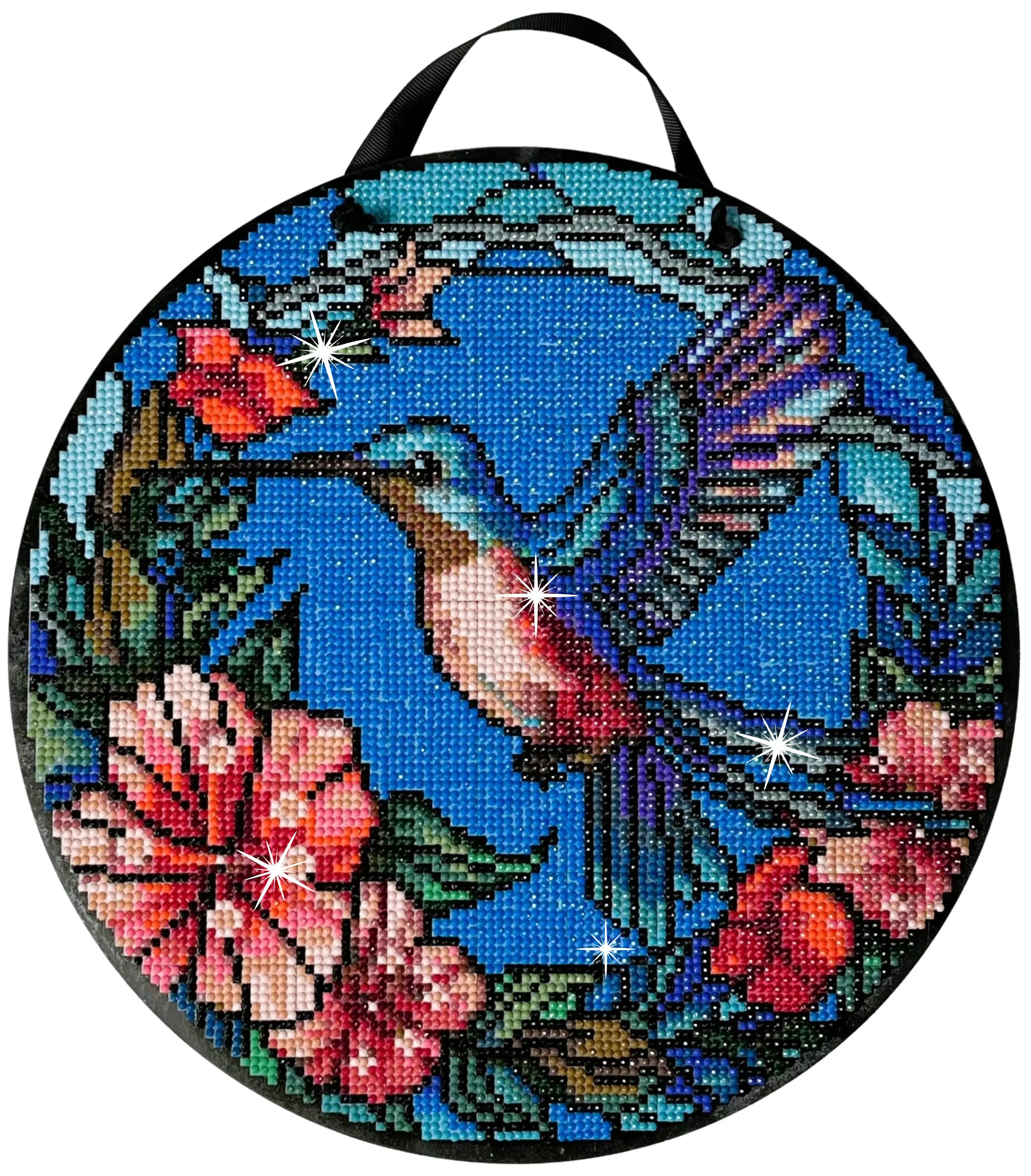Hummingbird Diamond Painting Kit,  SQUARE Drills, 11.75" Hanging Sign