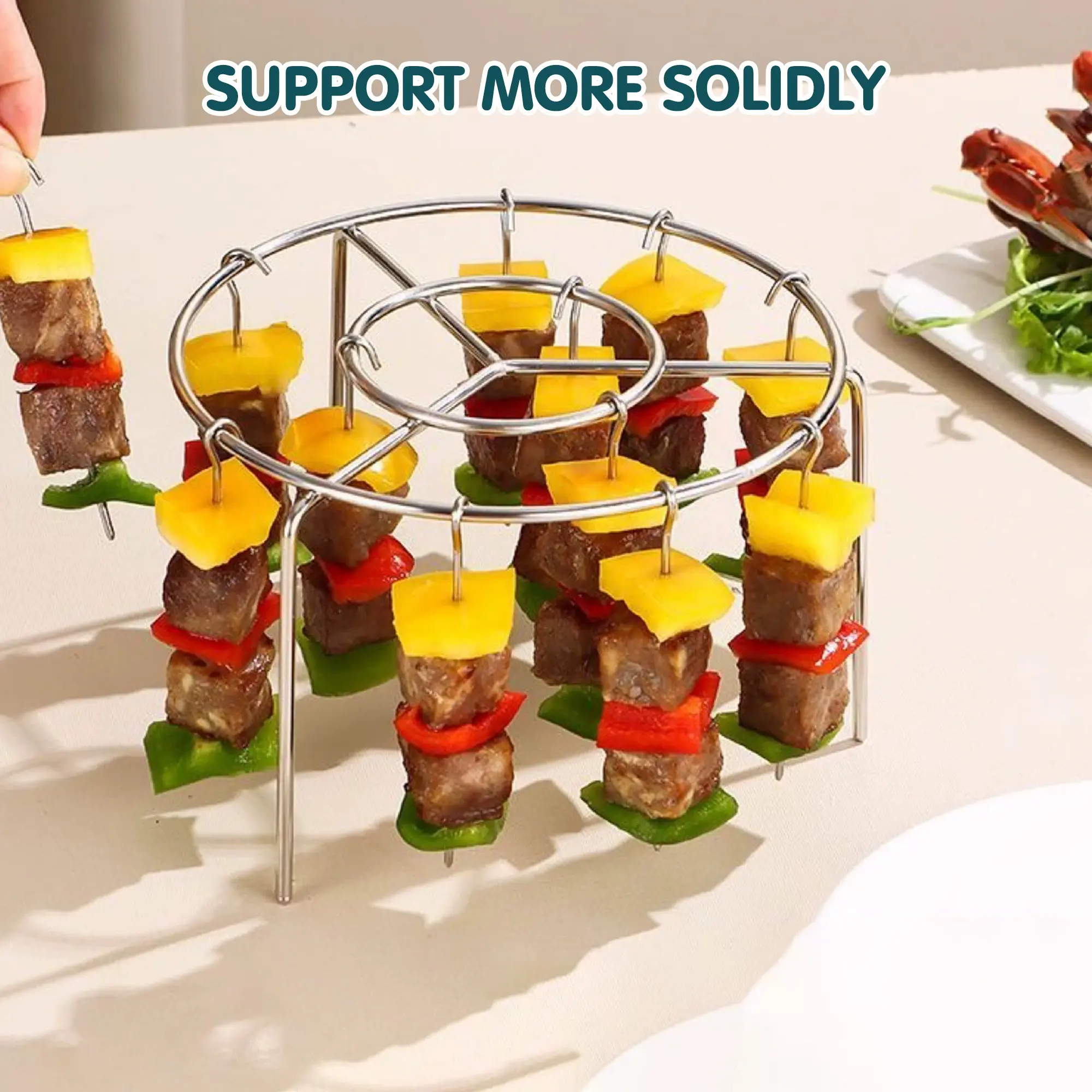 2 Counts Air Fryer Rack Round, Spacious Grill for Kebabs