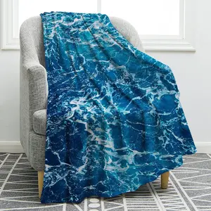 Wave Blankets Blue Sea Wave Print Throw Blankets Lightweight Cozy Soft Print Warm for Kids Teens Gift 50"x60"in