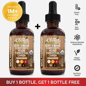 Clean Nutra BOGO | Lion's Mane, Cordyceps, Reishi, Turkey Tail, Chaga & More Organic Mushroom Supplement Liquid Drop for Immune Support & Vitality – MultiShroom