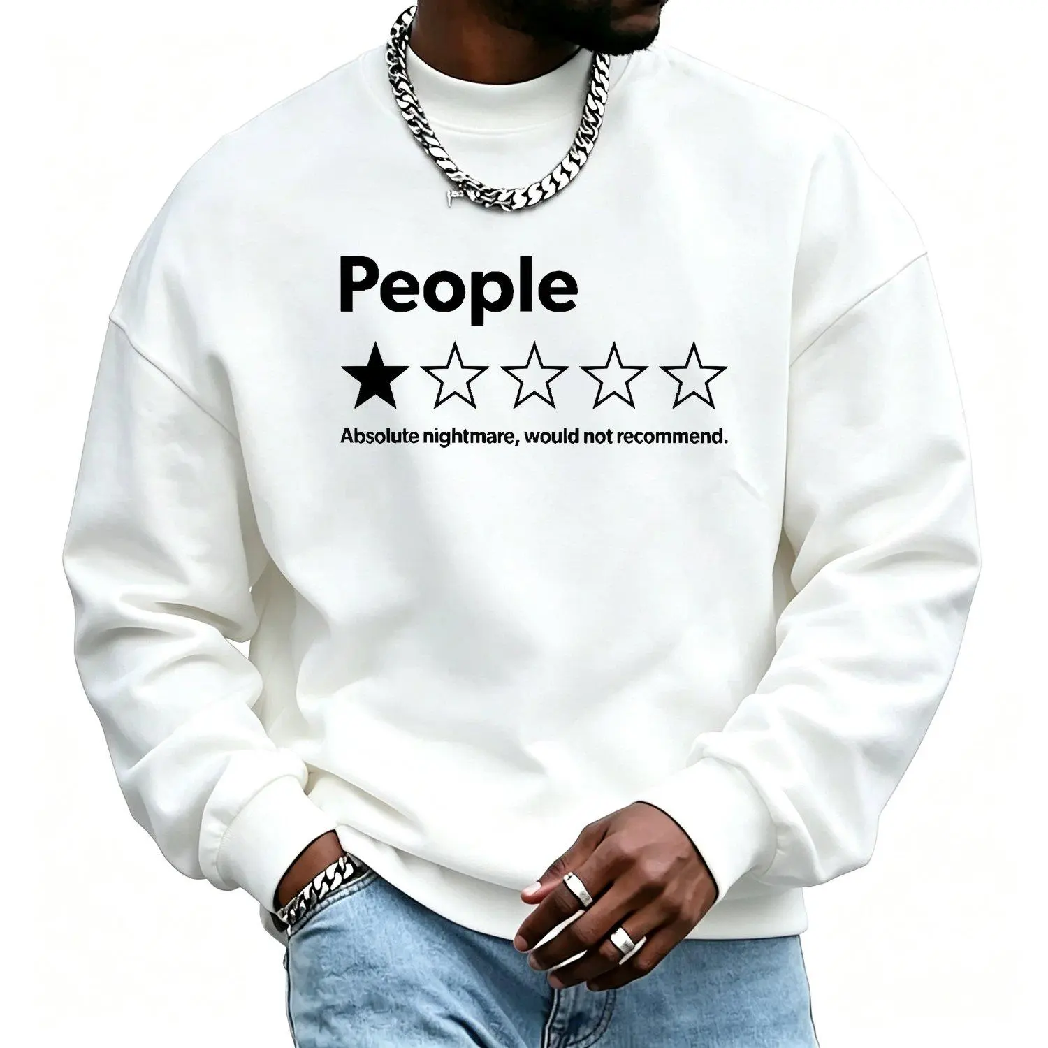 Men's Sports Sweatshirt Unisex Adults Short Sleeve Funny Review People One Star Absolute Would Suitable for Funny Graphic Athletic Apparel and Sporty Fashion