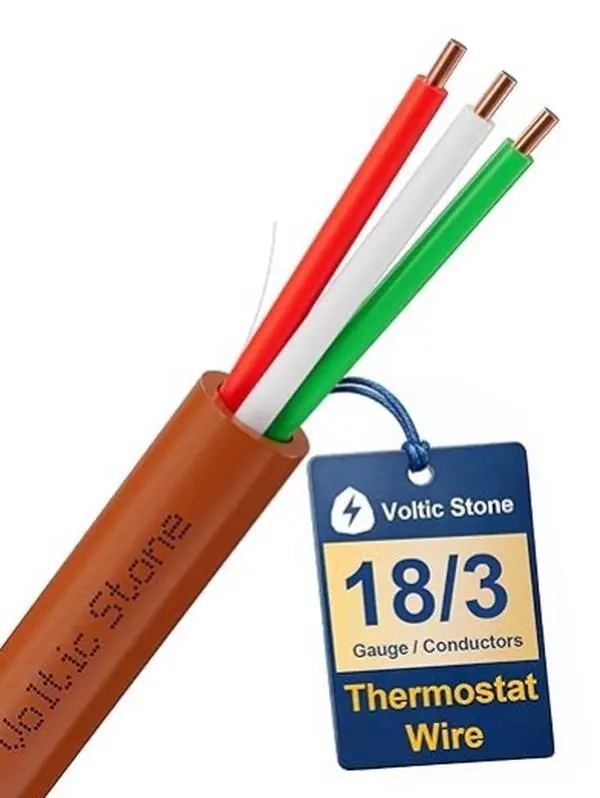 18/3 Thermostat Doorbell HVAC Wire, 18 AWG 3 Conductor 1.02Mm / 0.04In Solid Copper Control Cable, ETL Listed CL3R/CMR Riser Rated Flame-Retardant RoHS, for 0-30V Low Voltage Systems, Furnaces, 30.48m-76.20m-152.4m Options - 100FT with 10 Wire Nuts