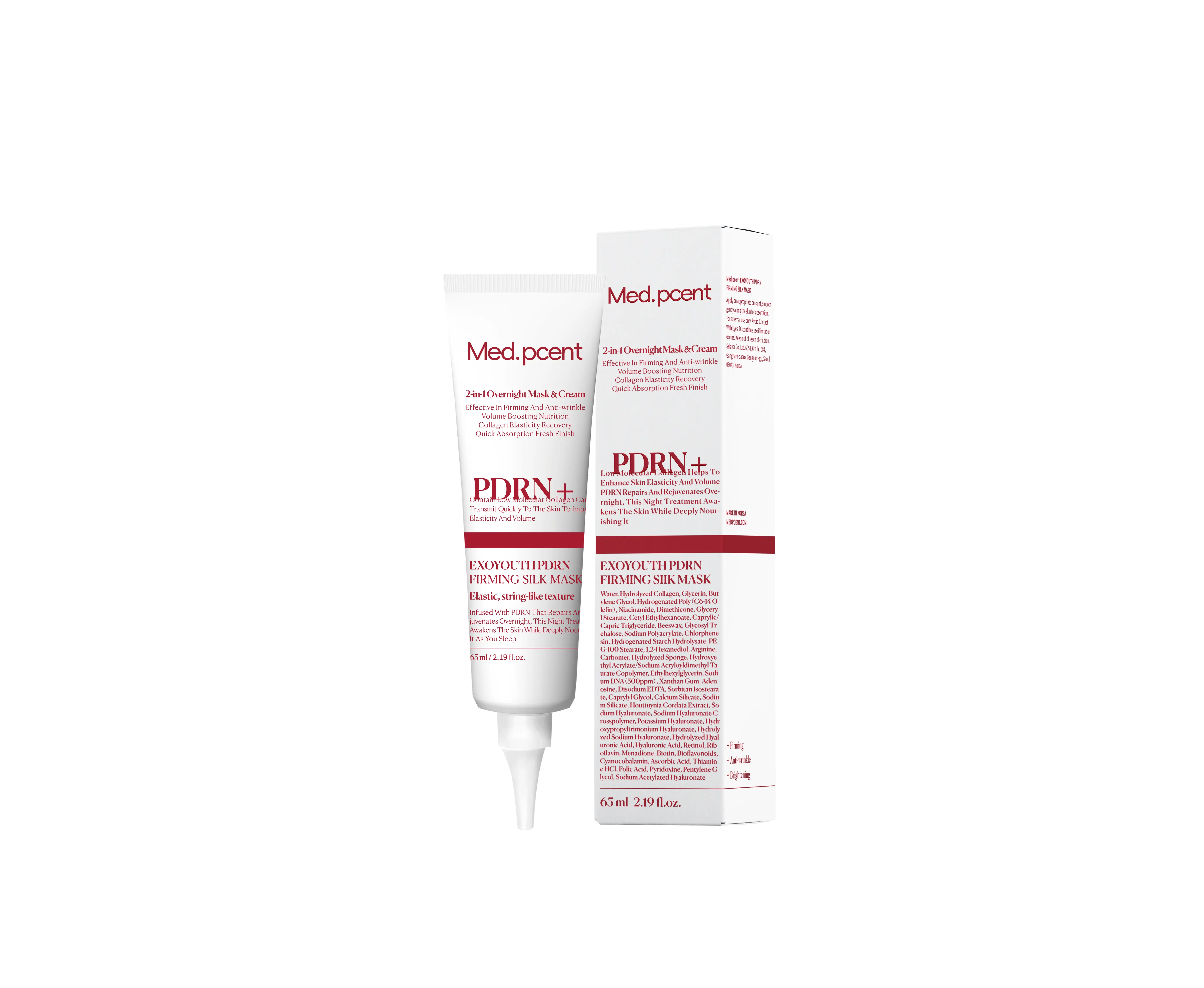 PDRN+Exosome Overnight Lifting Mask | Korean Skincare Elastic Thread Texture Anti-Aging Sleeping Mask for Wrinkles & Firming | Skin Repair Treatment | 65ml / 2.19 fl oz Med.pcent Neck Cream