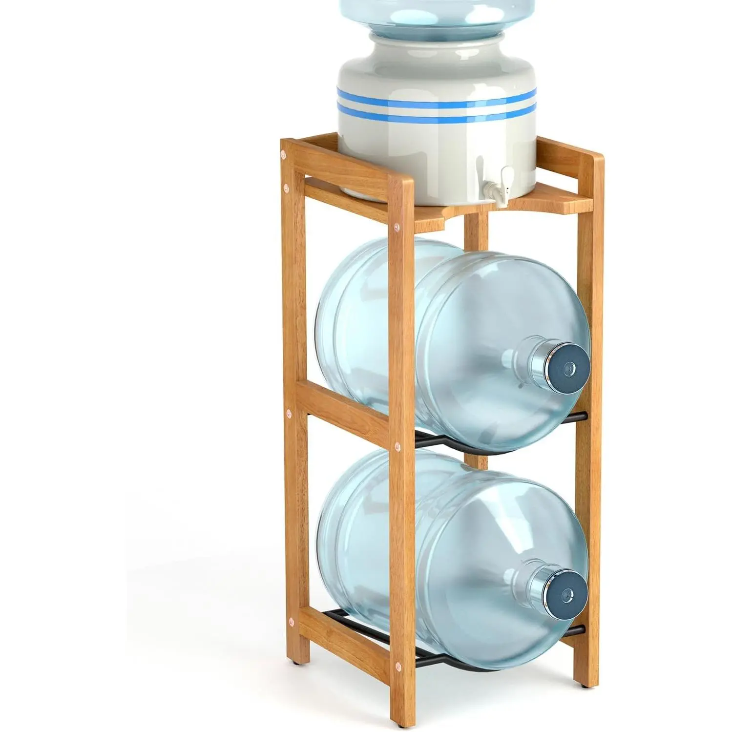 5 Gallon Water Jug Holder with Top Shelves,  Solid  Water Dispenser Stand 31"H, 3-Tiers 5 Gallon Water Jug Stand, Water Cooler Jug Rack, 5 Gallon Water Bottle Holder with 2 Slot & Top Shelf