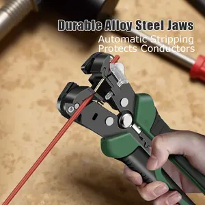 Automatic Wire Stripper with Auto-Adjusting Design Effort-Saving 10-24 AWG Cable Tool for Stripping Cutting & Crimping Durable Alloy Steel Jaws