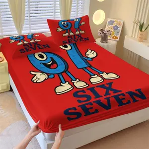 3-Piece Set "67" Hot Internet Slang Theme Pattern Bedding, Bedsheet Sets, Soft Comfortable 1 Fitted Sheet & 2 Pillowcases, Ideal Gift for Teenage Girl Room Decoration