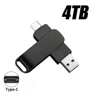 4TB USB 3.2 Flash Drive 520MB/s High Speed 2in1 TypeC OTG Pen Drive Waterproof Large Storage for Phone Computer PC Data Storage