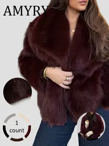 Women's Winter New Fashion Loose Fit Lapel Short Coat, European Style Faux Fur Effect Jacket, Versatile Warm Outerwear Womenswear