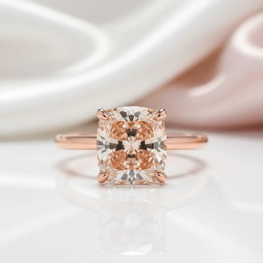 3.0ct Cushion Cut Champagne Engagement Ring
