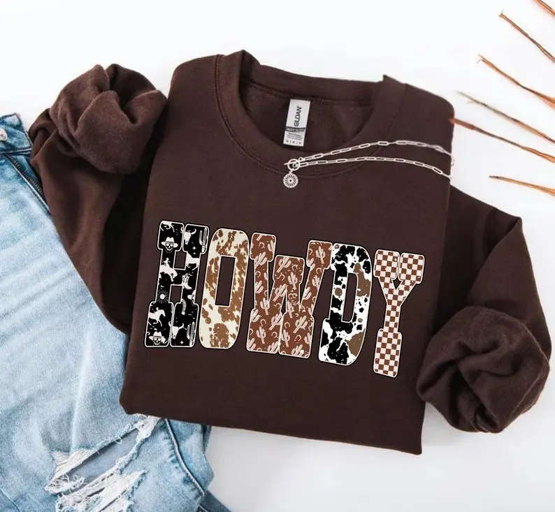 Howdy Western Sweatshirt, Yee Haw Sweater, Cowgirls Shirt, Country Cowboy TShirt, Southern Howdy Shirt, Western Clothes Gift for her Cowgirl