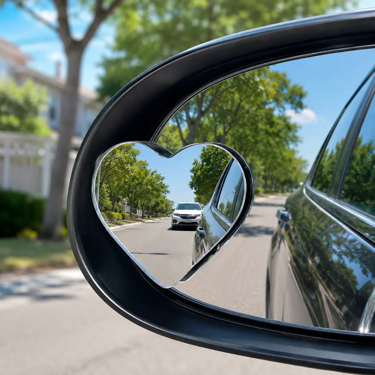Universal Heart Shaped Car Blind Spot Mirror 2PCS, Frameless 360° Swivel Wide Angle Rear View Mirror, Paste-On Side Mirror Accessory for SUV Truck Sedan Safe Driving