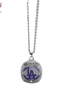 Dodge Championship Necklace Pendant Mlb Los Angeles Dodgers Baseball Memorial, Sporty Style, Alloy Chain, All Seasons