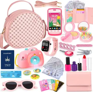 Easter Gift Toddler Play Purse Toy for Little Girls, 40PCS Kids Purse with Pretend Princess Toys Includes Handbag, Camera with Projector, Phone, Wallet, Kids Birthday Gift Toddler Girl Toys for 3 4 5 6+