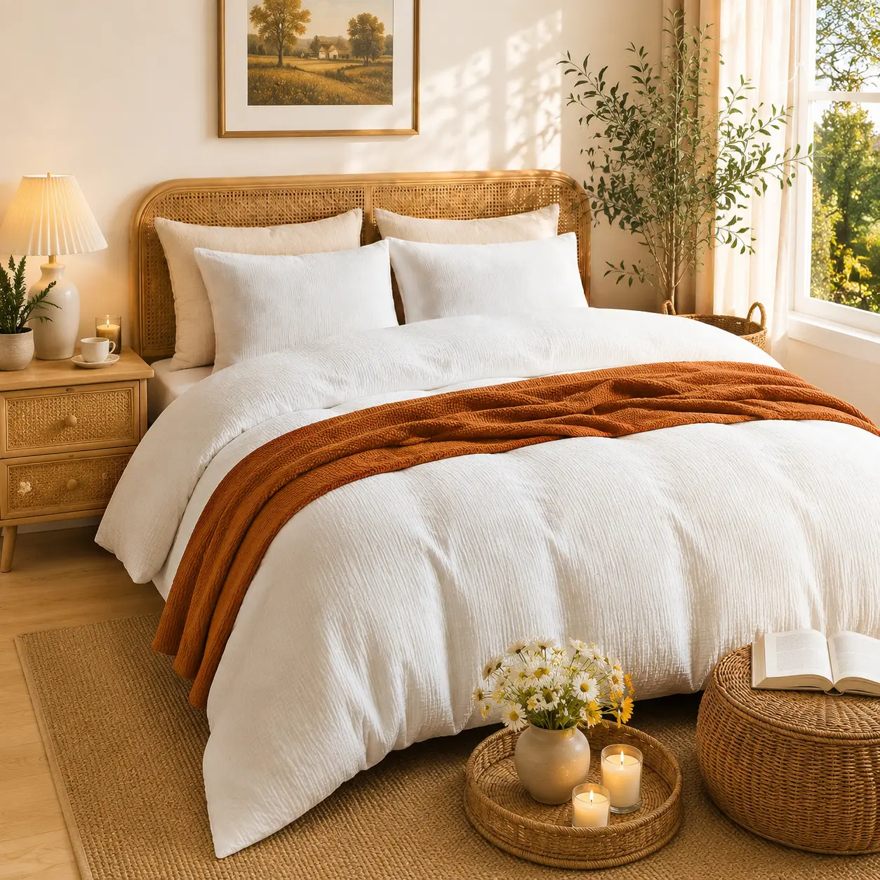 Bedlifes Muslin Duvet Cover Set- 100% Organic Cotton, Soft Textured Gauze Weave Comforter Cover for Breathable All-Season with Zipper Closure - 3 Piece Set.dealsforyou,summerwins