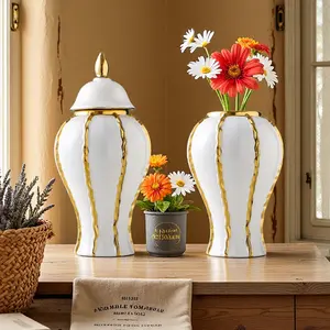 French Country Ceramic Flower Vase, Creative Home Decor for Living Room Bedroom Desk, Tabletop Ornament, Wedding Decoration