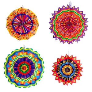 36" - 46" Giant Fiesta Hanging Paper Fans - 4 Pc.