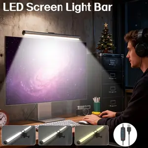 3-Color LED Screen Light, Adjustable Brightness & Color Temperature, USB Desk Lamp for Office, Gaming, and Home Theater, Perfect for LED Screens, Adjustable Screen Light, USB Sleek LED Lamp
