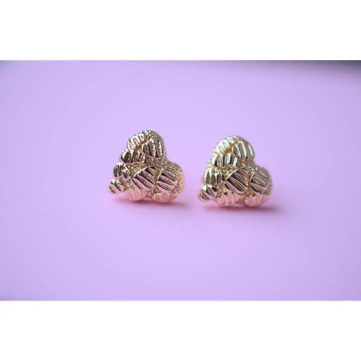 High Shine Nugget Heart Earrings