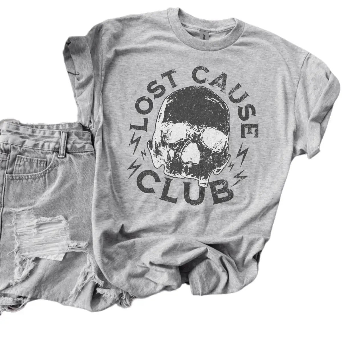 Lost Cause Social Club Bleached Shirt -  Comfy Unisex Jersey Shirt - Bleached Graphic Tee Design, Random Bleaching, True-to-Size Fit, 35% Cotton 65% Poly - Fabric