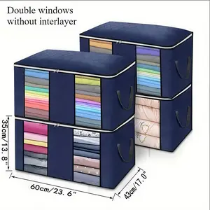 Large Capacity Storage Bag Foldable Thick Cloth Blanket Organizer for Home Decor Bedroom Wardrobe Clothes Bedding with Handles Durable Fabric Tear Resistant Dust Proof