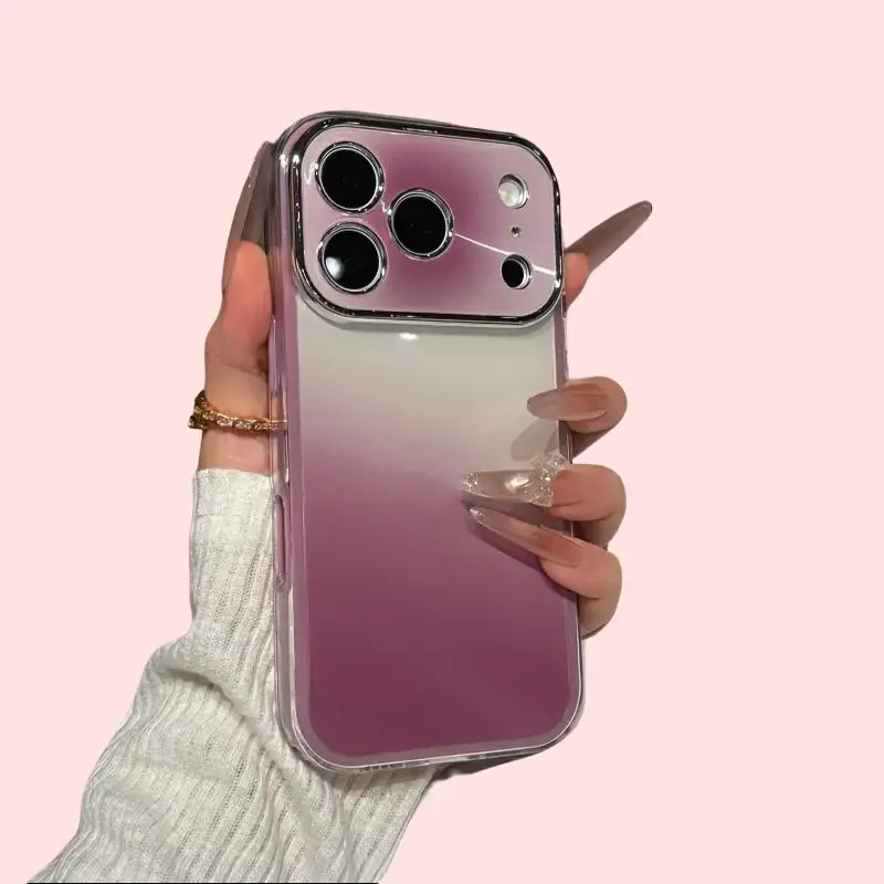 Color-Blocking Gradient Acrylic+TPU Cellphone Case - Full-Coverage Shockproof Cellphone Protector, Anti-Drop Safety Accessory for Various Models of iPhone 17 Pro Max, 16 Pro, 15, 14, 13