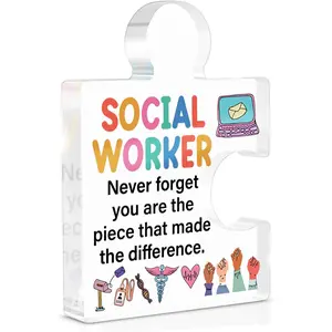 Social Worker Office Decor, Thank You Appreciation Gifts for Social Worker, Never Forget You are the Piece That Made the Difference Acrylic Puzzle Plaque Sign Decoration