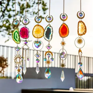 6 Crystal Sun Catchers, Indoor Hanging Decor, Prism and Agate Pieces, Home Garden Wedding Decoration, Outdoor Use, Outdoor Wind Chimes