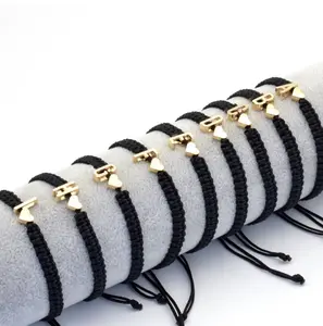 Custom Letter Bracelets Adjustable Heart Woven String Handmade Jewelry for Couples & Friends Perfect Gift for Women and Men