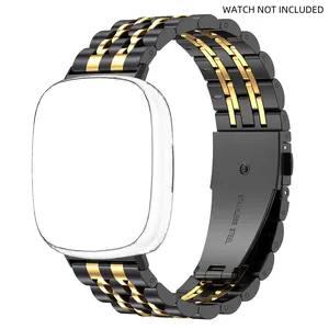 For Fitbit Versa 4/Sense 2 Men's and Women's Metal Straps, compatible with Fitbit Versa3/Sense Stainless Steel Straps, Business Straps, Sense 2/Sense Stainless Steel Adjustable Replacement Straps, Smart Watch Straps