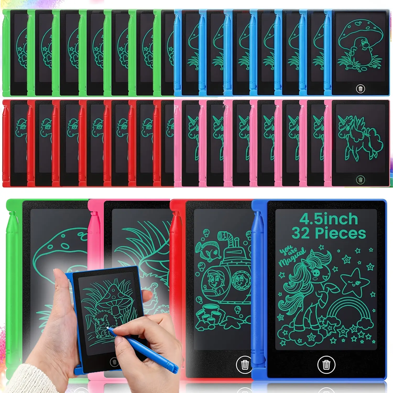 32pcs 4.5in LCD Writing Tablet - Portable Drawing Board for Kids, Educational Doodle Pad, Erasable Stationery, Ideal Birthday & Back-to-School Gifts