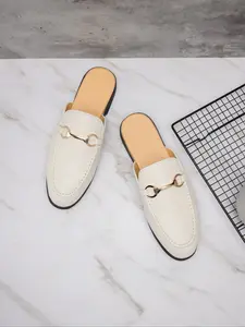 Men's Casual Fashion Open-Toe Half-Strap Buckle Slippers, Simple Mule Shoes, Comfortable Summer Footwear, Stylish Home & Travel Wear, Non Slip Mules