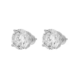 10mm (4 Ct ea.) Round Cut Solitaire Stud Earrings Premium Quality